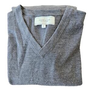 Frank & Oak Grey V Neck Long Sleeve Wool Sweater Size L EUC